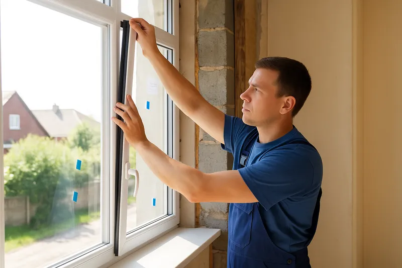 Energy-efficient window installation in progress